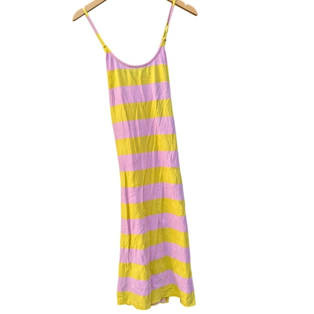 Preppy Costal Lemonade J. Crew Pink Yellow Sun Dress Maxi Summer Beach Woman 8